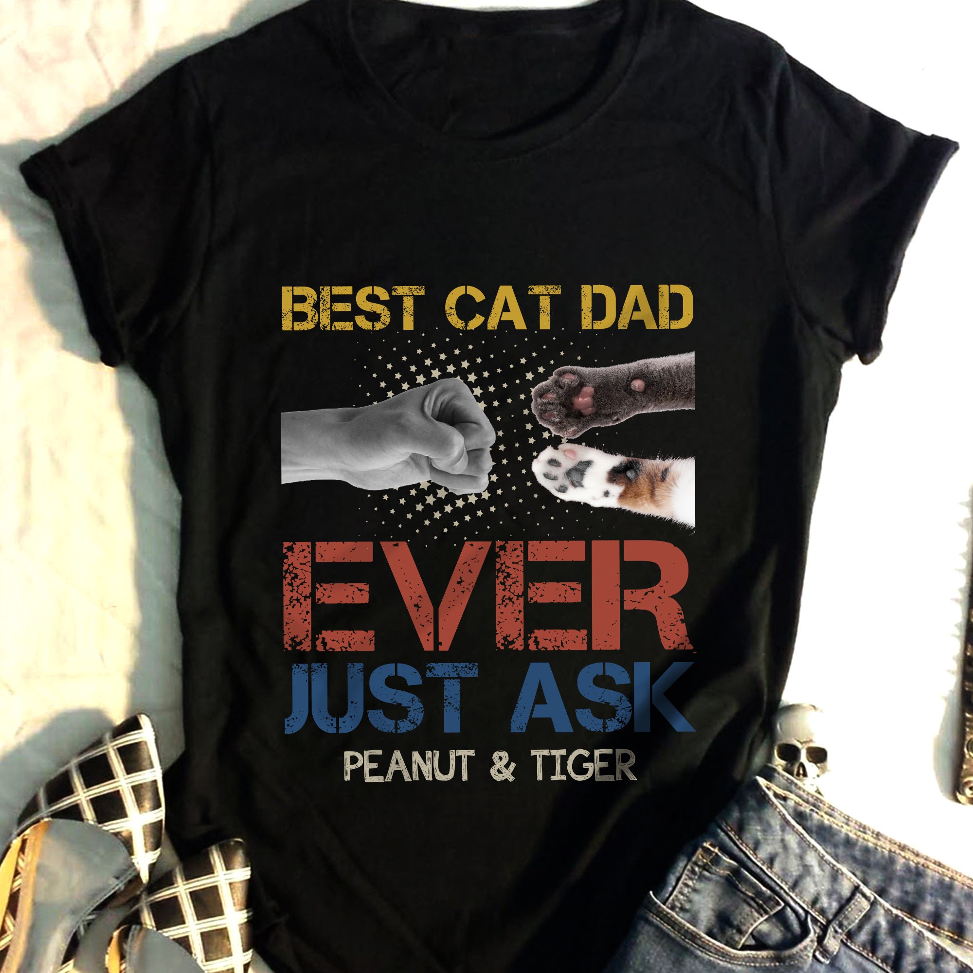 Best Cat Dad Ever Just Ask Peanut And Tiger Custom Cat Name Etsy