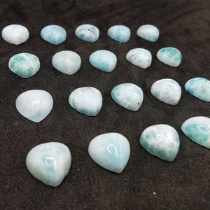 Larimar teeny heart cabs. 1cm hearts with Flat back