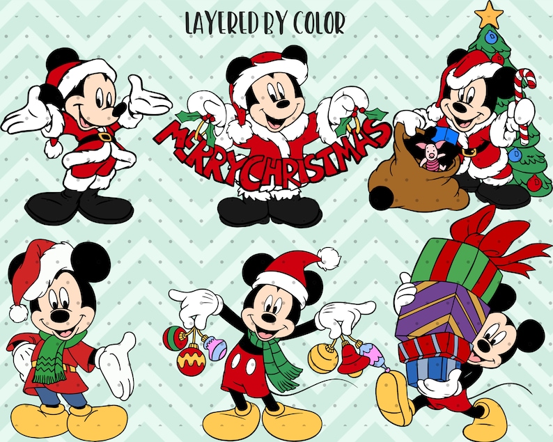 Download 6pcs LAYERED Disney christmas svg Mickey christmas svg | Etsy