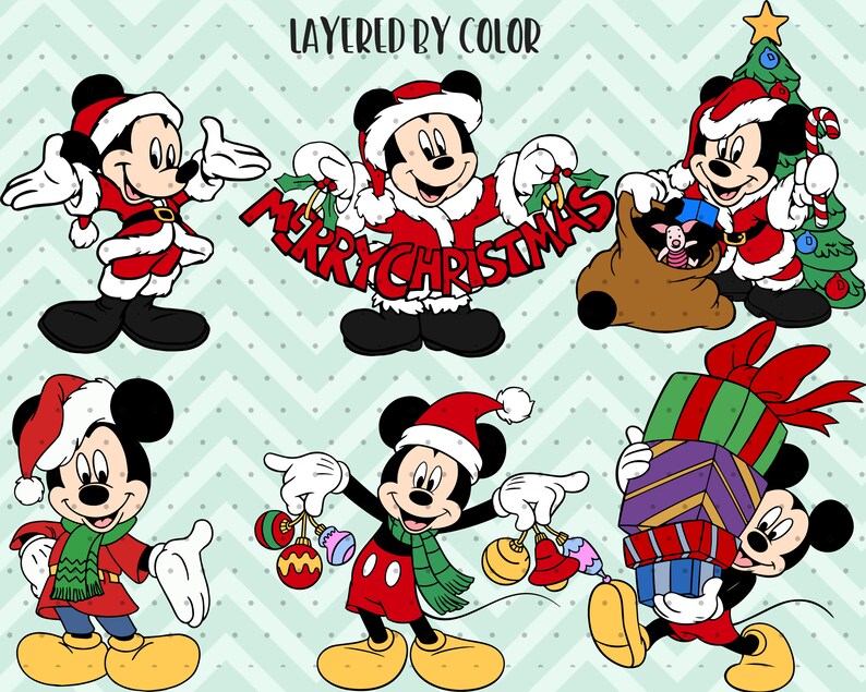 Download 6pcs LAYERED Disney christmas svg Mickey christmas svg | Etsy