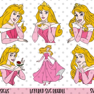 6pcs, Aurora SVG bundel, Doornroosje SVG, prinses SVG,