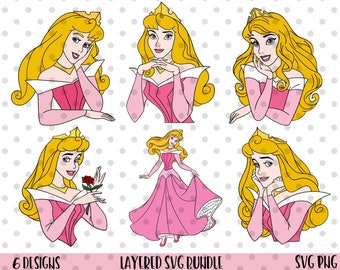 6pcs, Aurora SVG Bundle, Sleeping beauty svg, princess svg,