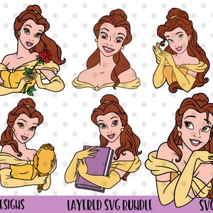 6pcs, Belle SVG Bundle, belle svg, principessa belle svg, bellezza svg, bellezza bestia svg