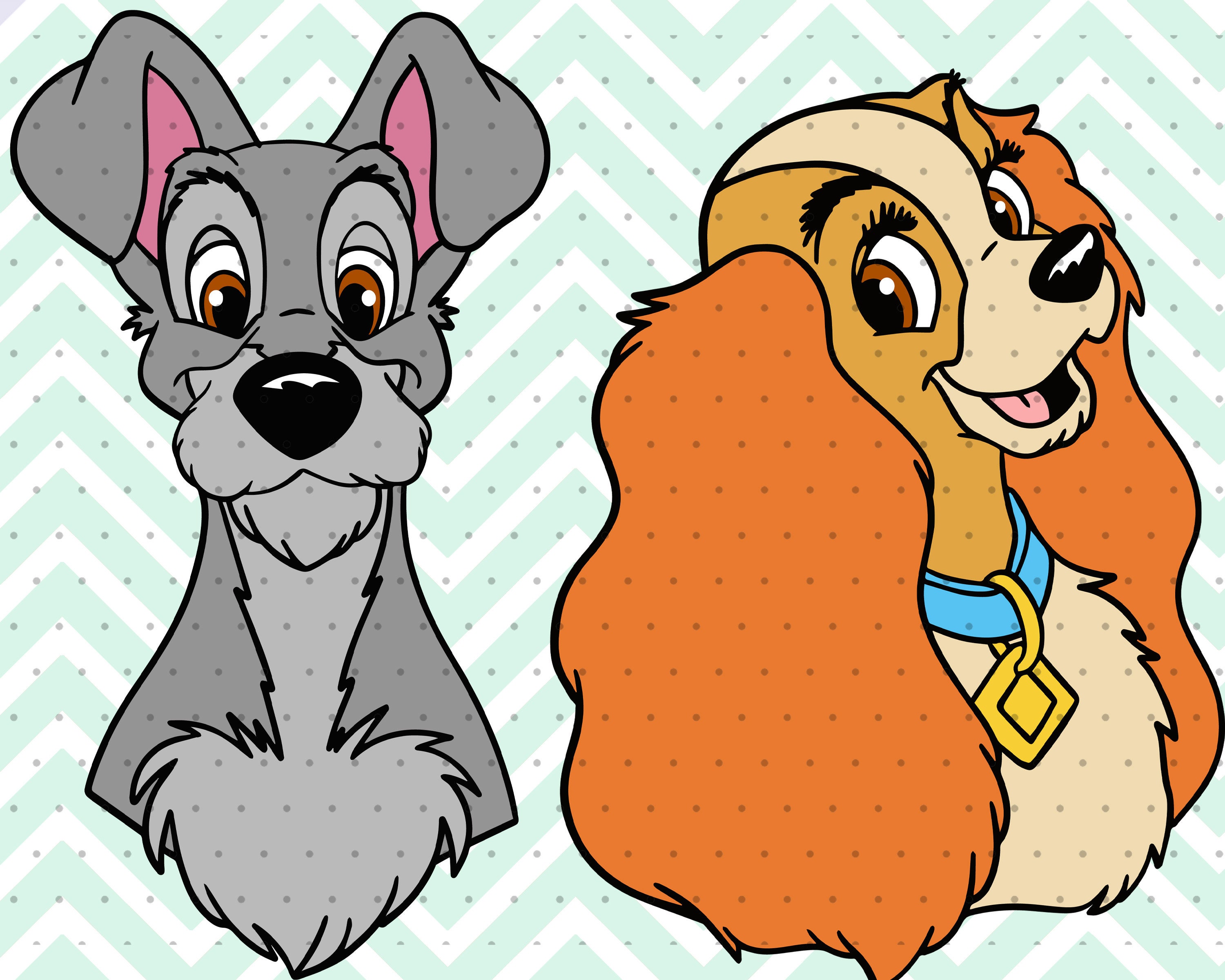 2pcs Lady and the tramp Svg The Lady and the tramp Cutfiles: | Etsy