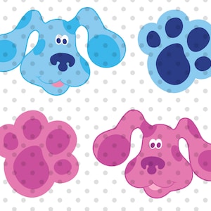 4pcs, GELAAGD, Blue's Clues SVG bundel, hond blauwe SVG, Blues aanwijzingen gesneden bestand, Blue's aanwijzingen hond cricut clipart