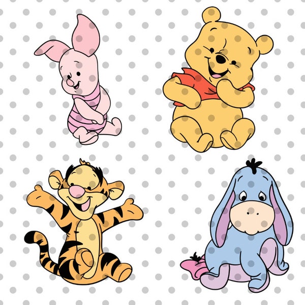 4pcs, Winnie and Friends Svg, Baby winnie svg,