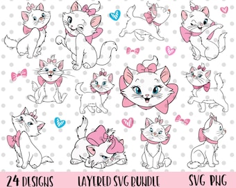 24pcs, LAYERED, Marie SVG Bundle, Marie svg, Cat svg