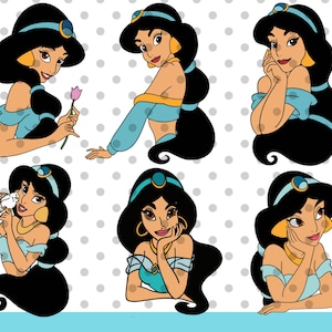6st, Jasmijn SVG Bundel, Jasmijn SVG, Prinses SVG, Indiase prinses SVG, Arabische prinses SVG