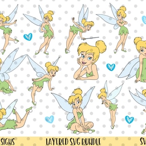 12pcs, CAPAS, Tinkerbell SVG & PNG ClipArt Files, Corte fácil, Imágenes imprimibles, Descarga digital, Archivo de corte Cricut