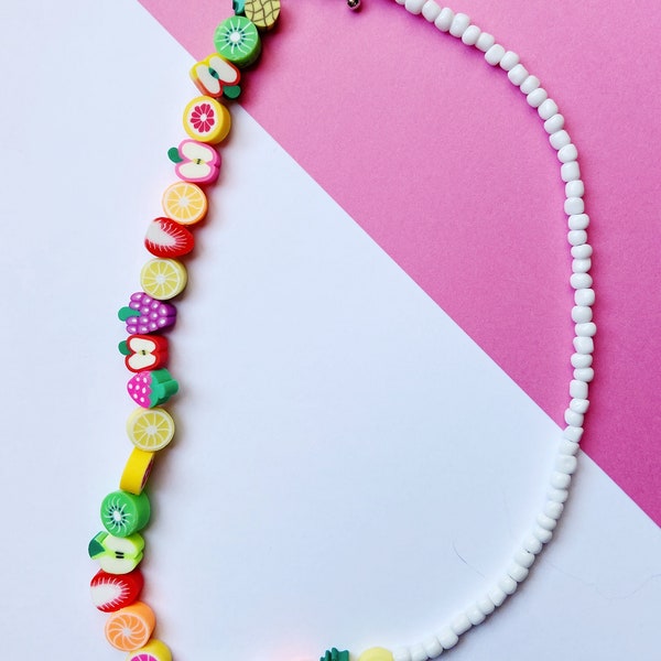 BEADED NECKLACE | fruit necklace, beaded necklace, y2k necklace, colorful trendy necklace