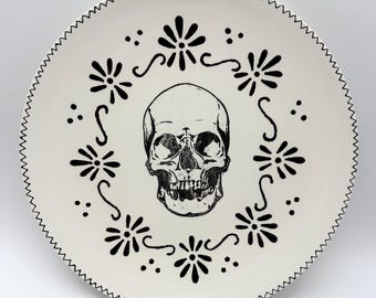 Ceramic Skull Dinnerware Set / Set of 4 Plates