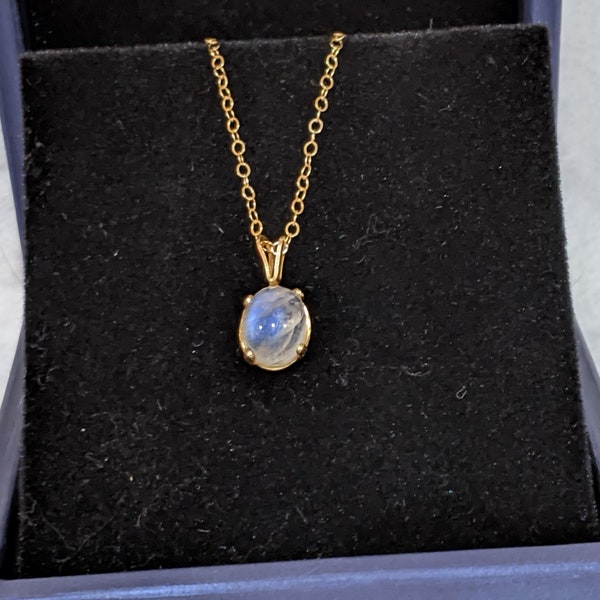 AAA+ quality rainbow moonstone pendant in 14k gold filled or sterling silver necklace