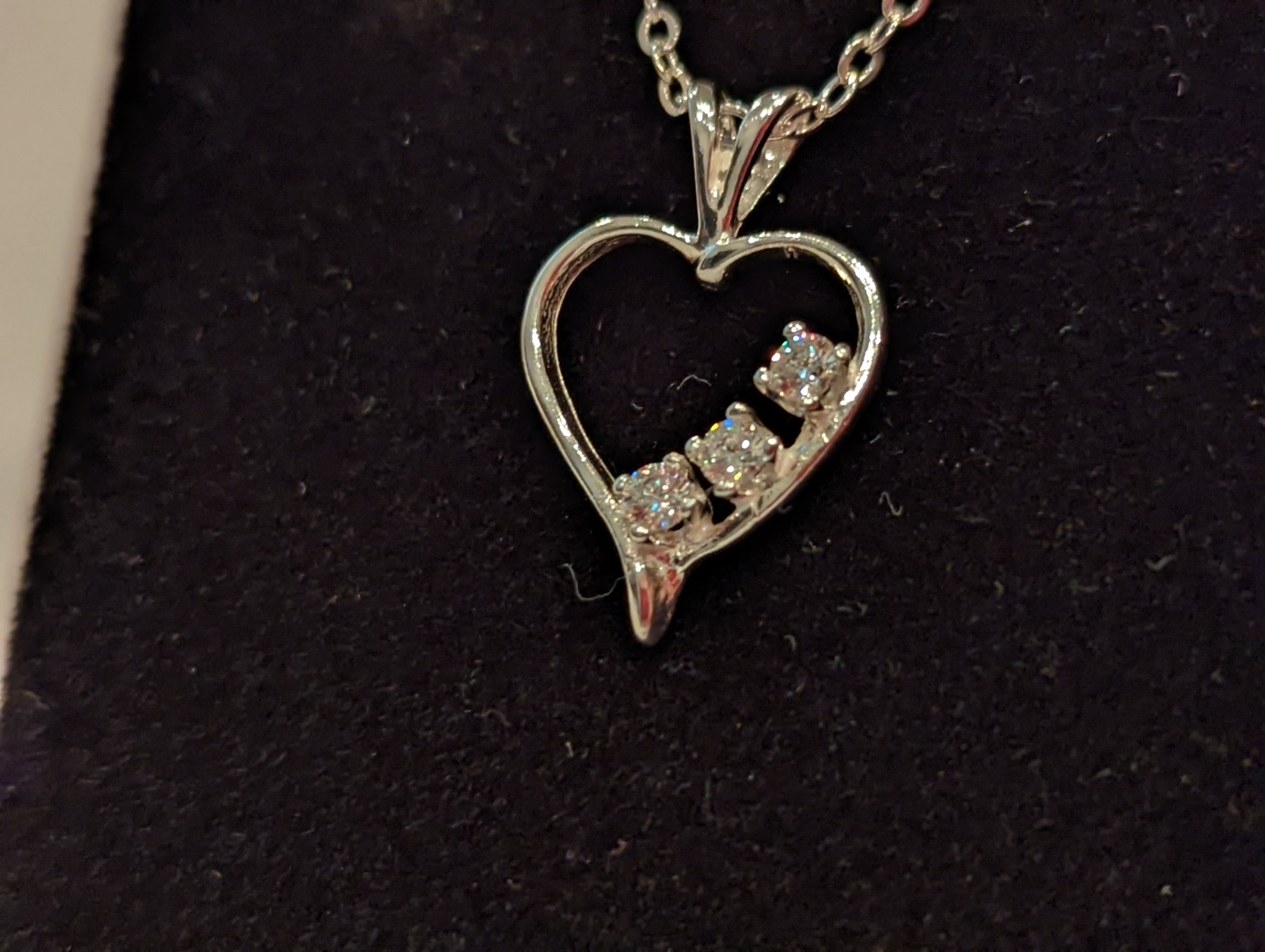 Sterling Silver Heart Pendant With 3 