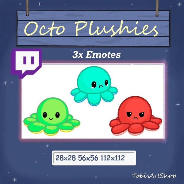 3x Twitch/Discord Emotes - Octopus Plushies