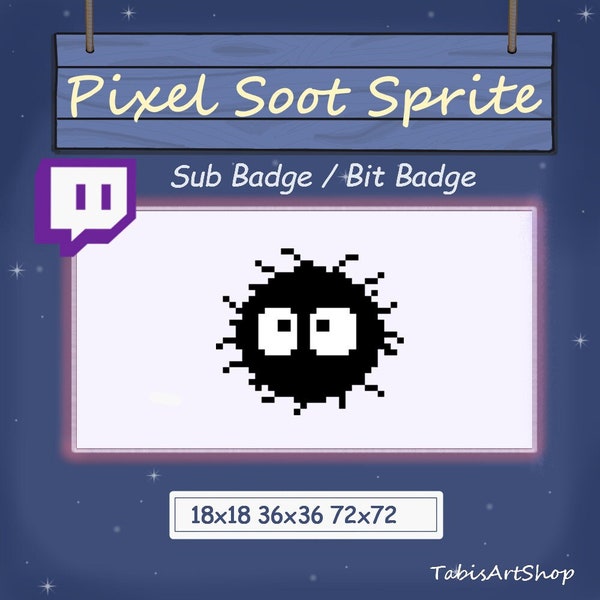 Twitch Sub Badge / Bit Badge - Soot Sprite (Pixel Style)