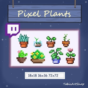 8x Twitch Sub Badges / Bit Badges - Pixel Plants