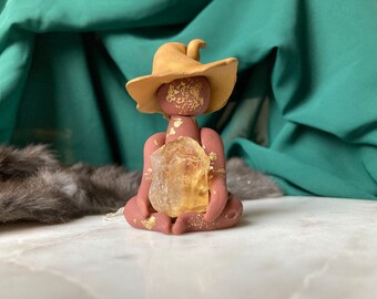 Mini Witch / Clay Goddess / Crystal Holder