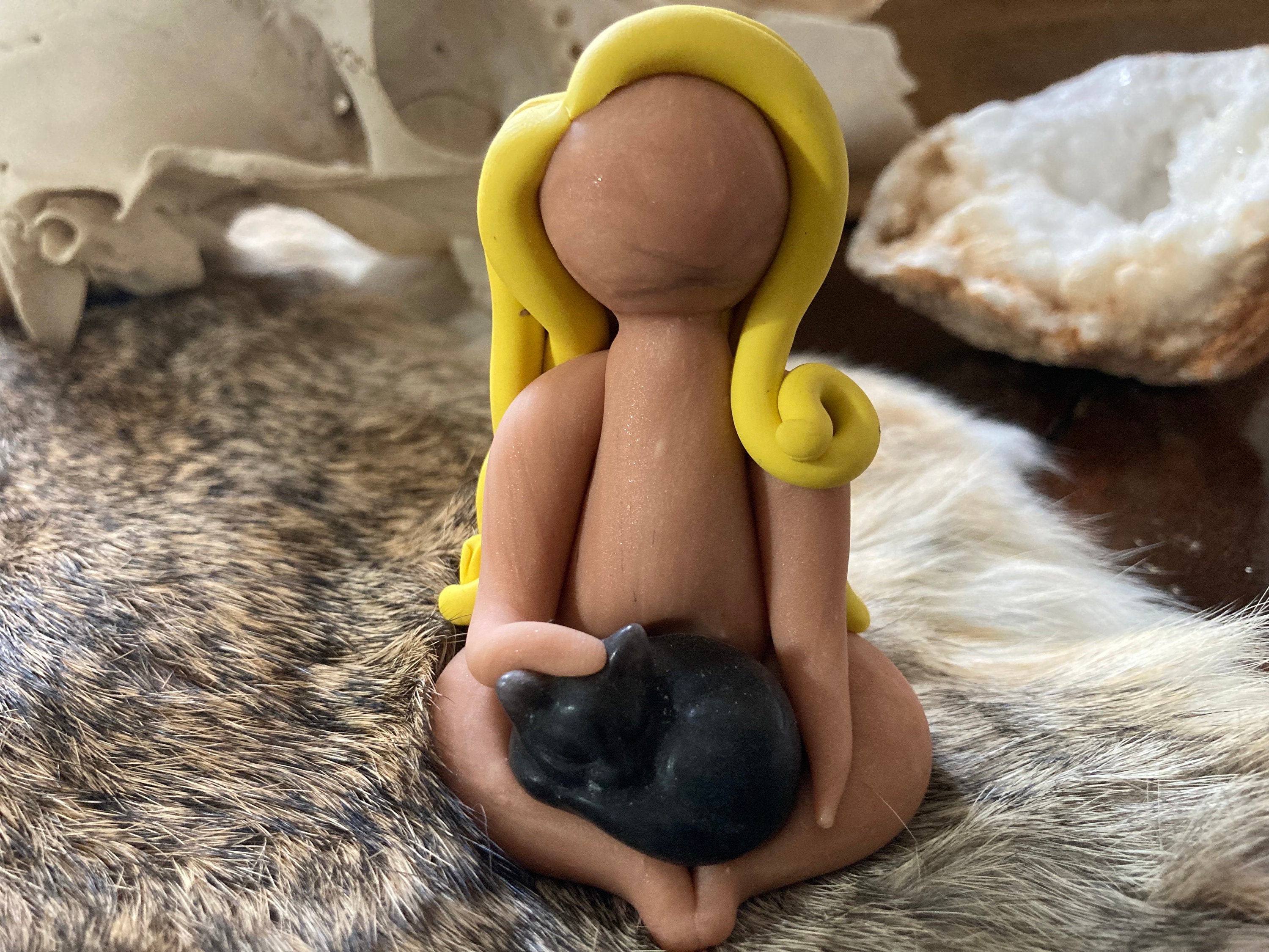 Mini Witch | Goddess | Carved Crystal | Cat Crystal | Witch Decorations | Magick | Fall | Halloween | Gift | Witch