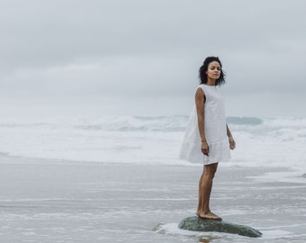 Women Linen Dress, White Dress, Light Dress Women, Short Summer Dress, Pure Linen, Women's Clothing, Hand Made Unique Dress, Sophie Dress