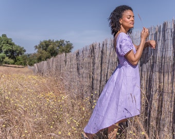 Woman Linen Dress, Lavanda Dress, Light Dress Woman, Summer Dress, Pure Linen, Women's Clothing, Hand Made and Unique Dress