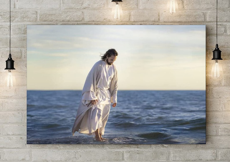 Jesus on the Sea / Jesus Canvas Poster / Jesus Painting / Etsy