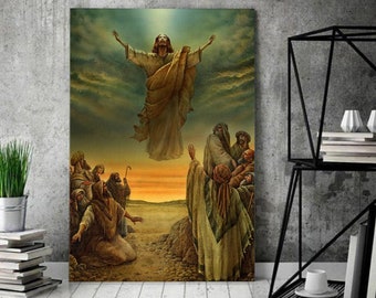 Jesus Ascending into Heaven / Christ Pictures / Jesus Wall Art / Gift For Christian / Jesus Christ Art / Jesus Canvas Poster