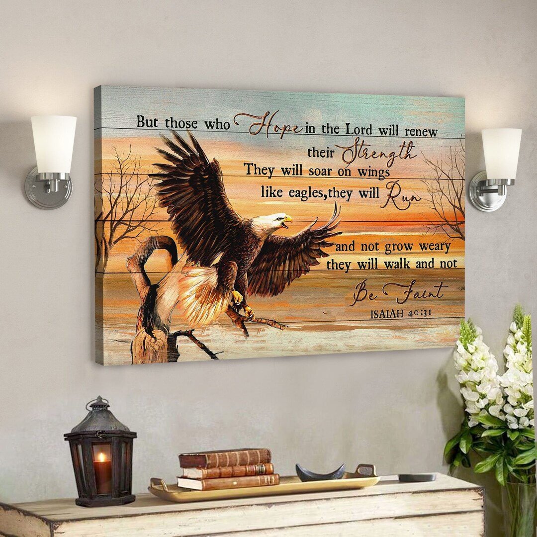 Jesus Landscape Canvas Print - God Wall Art - Awesome Eagle - Those Who ...