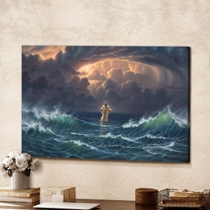 Jesus On The Sea / Jesus Canvas Poster / Jesus Wall Art / Christ Pictures / Gift For Christian / Jesus Christ Art / Jesus painting
