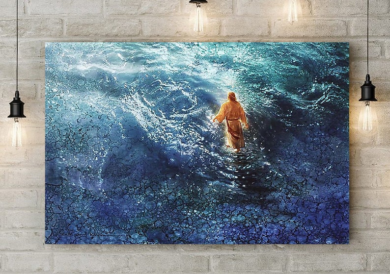 Jesus Walk Through the Ocean / God Canvas / Christ Pictures / Jesus