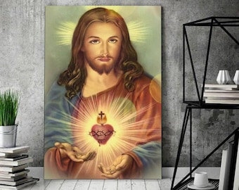 Sacred Heart of Jesus / Christ Pictures / Jesus Wall Art / Gift For Christian / Jesus Christ Art / Jesus Canvas Poster
