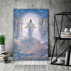 De wederkomst / Foto's van Christus / Jezusmuurkunst / Cadeau voor christenen / Kunst Jezus Christus / Canvasposter Jezus: