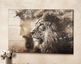 The Lion Of Judah Christian Gift / Jesus Canvas Art / Bible Verse Canvas / Jesus Canvas Painting /  Christian Canvas Art / God Canvas