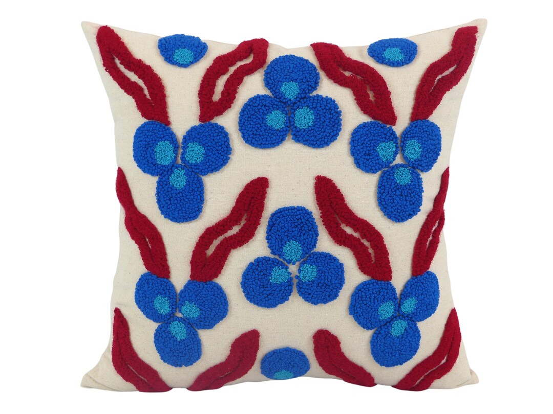 Punch Needle Pillow Cover Ethnic / Bohemian / Authentic Tile Etsy