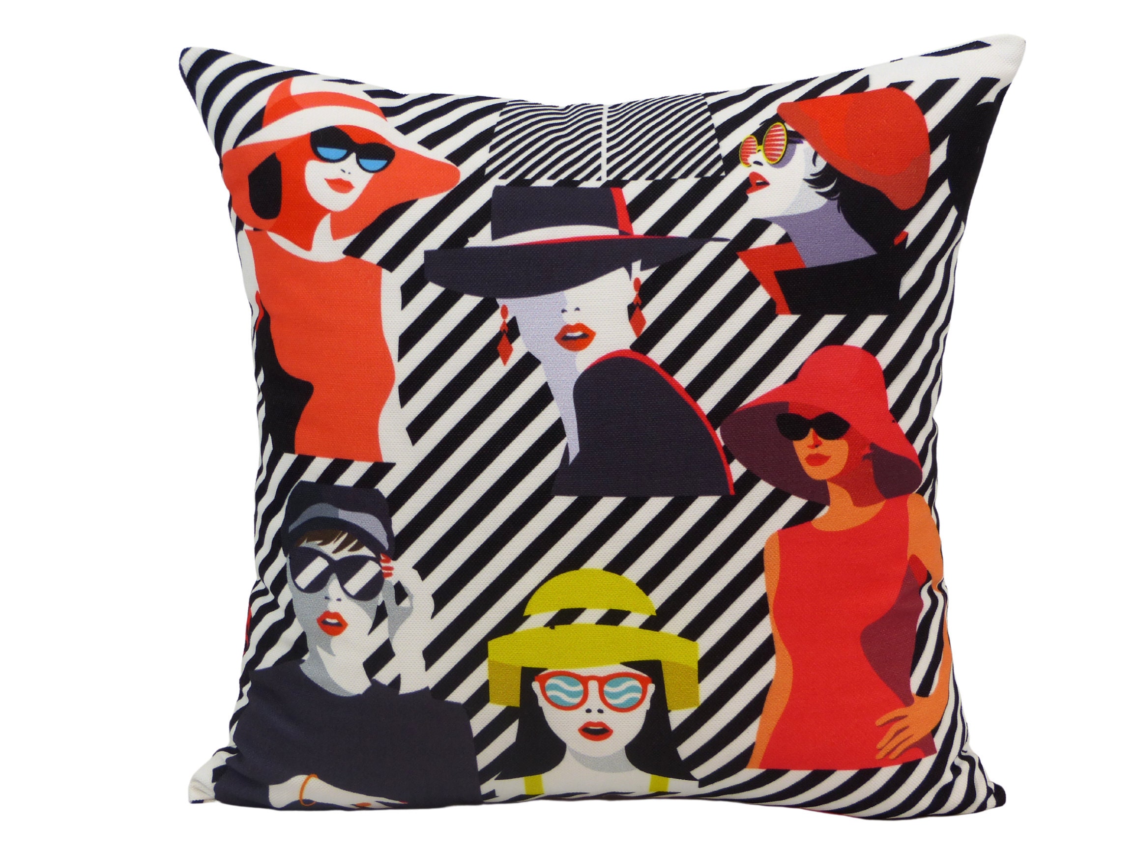 Striped Vintage Retro Pillow Cover / Both Side Has Different Etsy UK