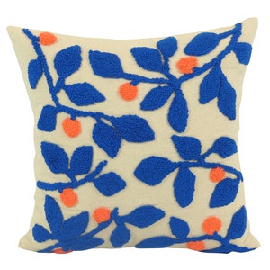 Punch Needle Leaves Pillow Cover 18x18'' (45x45cm) / Decorative Cushion Case