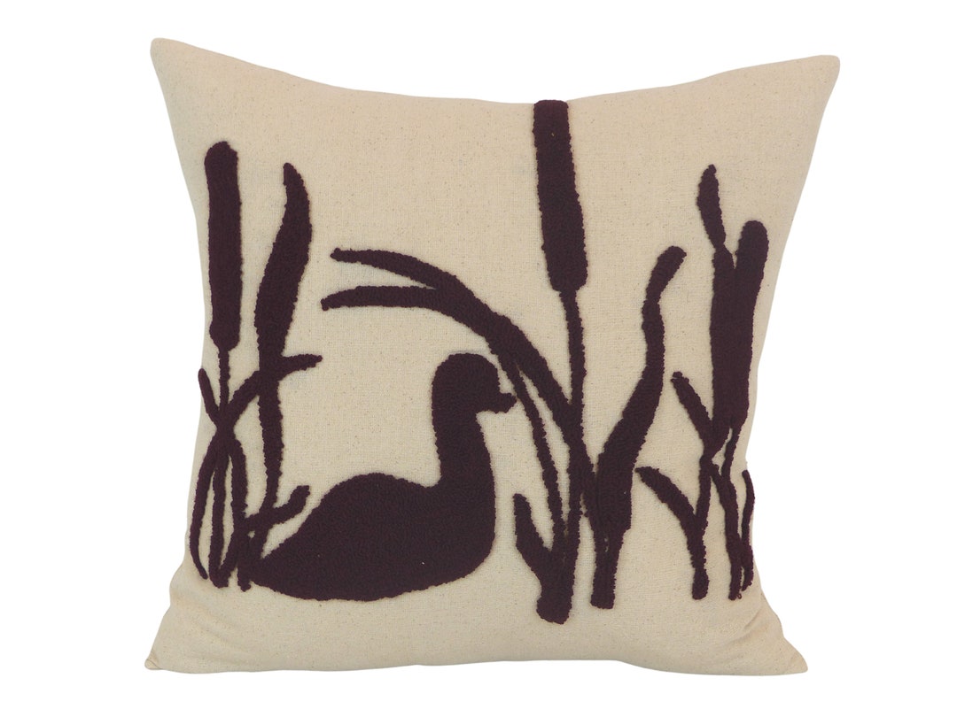 Punch Needle Brown Duck Pillow Cover / Decorative Cushion Case Etsy