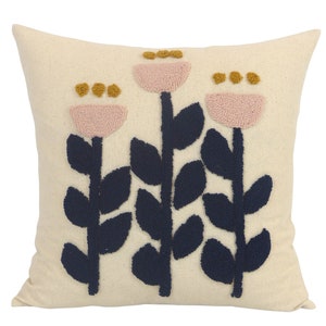 Flower Punch Needle Pillow Cover / Decorative Cushion Case 18x18'' (45x45cm)