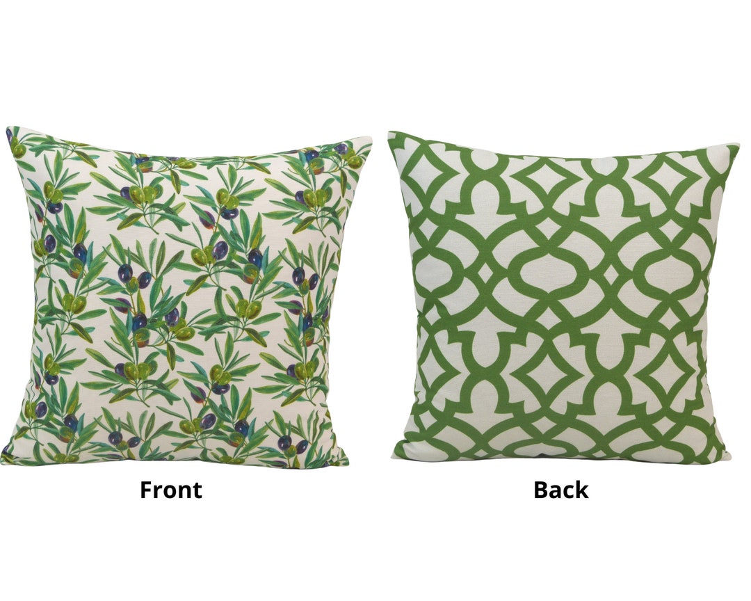 Olive Leaf Pillow Cover / Olive Green Double Sided Cushion Etsy