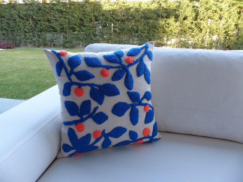 Punch Needle Leaves Pillow Cover 18x18'' 45x45cm / Etsy