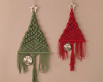 Albero di Natale Macrame, Decorazione rustica per le vacanze, Decorazione da parete natalizia, Decorazione natalizia, Arte della parete della scuola materna, Decorazione natalizia, Natale Macrame X61