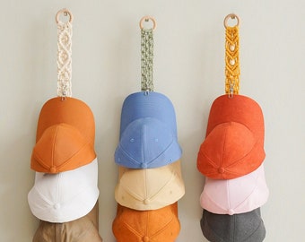 Baseball Hat Rack, Macrame Hat Hanger, Gift For Him , Hat Rack Macrame, Hat Holder, Baseball Cap Holder, Eclectic Home Decor,Hat Storage H38