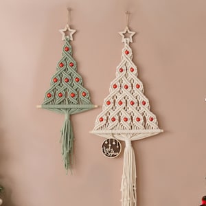Macrame Xmas Tree, Boho Christmas Decor, Holiday Wall Decor, Macrame Christmas, Rustic Farmhouse, Stocking Fiiller, Modern Festive Art X51