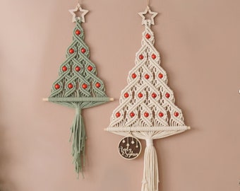 Macrame Xmas Tree, Boho Christmas Decor, Holiday Wall Decor, Macrame Christmas, Rustic Farmhouse, Stocking Fiiller, Modern Festive Art X51