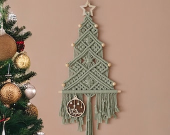 Macrame Christmas Tree, Gift For Family, Holiday Tree, Boho Holiday Gift, Christmas Presents, Unique Xmas Tree, Macrame Home Decor X32