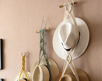 Macrame Hat Holder, Hat Hanger For Wall, Cowboy Hat, Gift For Dad, Handmade Furniture, Boho Home Decor,Hat Stand, Valentine Gift For Her H01