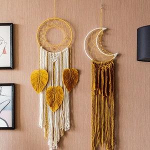 Moon and Sun Macrame Wall Hanging, Large Macrame, Nursery Home Decor, Moon Sun Dreamcatcher, Family Gift, Gift For Mothers Day W29