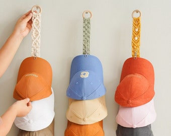 Baseball Hat Rack, Macrame Hat Hanger, Gift For Him , Hat Rack Macrame, Hat Holder, Baseball Cap Holder, Eclectic Home Decor,Hat Storage H38