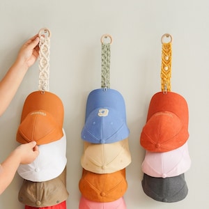 Makramee-Cap-Rack, Wand-Cap-Halter, Vatertagsgeschenk, Baseball-Cap-Aufhänger, Baseball-Papa-Geschenk für Papa, Geschenk für ihn, Geschenk für Ehemann H38