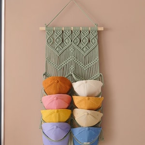 Macrame Cap Rack, Cap Organization, Birthday Gift, Farmhouse Decor, Hat Display Rack, Gift For Him, Driver Cap Storage, Macrame Hanger I23