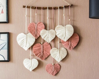 Heart Macrame Wall Hanging, Heart Wall Art, Macrame Leaf Feather, Valentine Decor, Gift For Her, Love Couple Gift, First Mothers Day L13